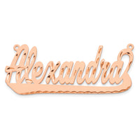Sterling Silver/Rose-plated Diamond-cut Underlined Name Plate