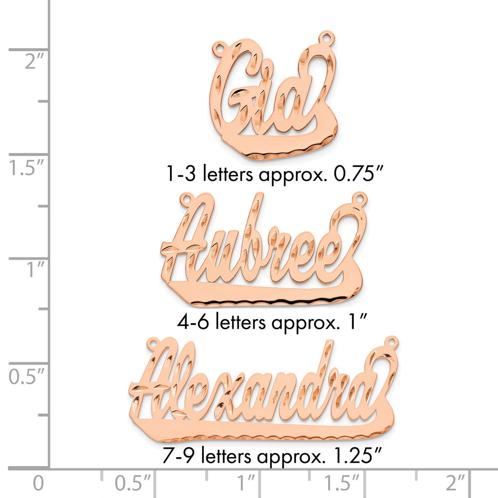 Sterling Silver/Rose-plated Diamond-cut Underlined Name Plate