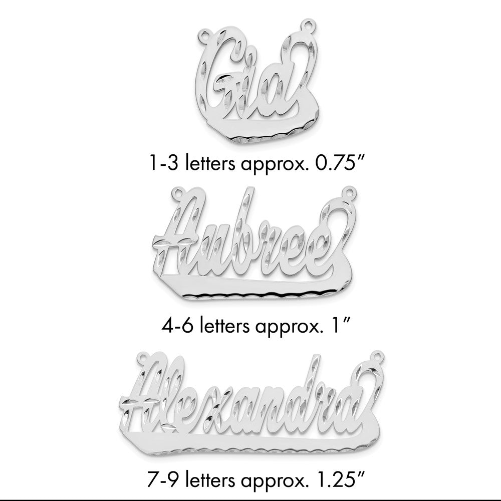10k White Gold Diamond-cut Underlined Name Plate