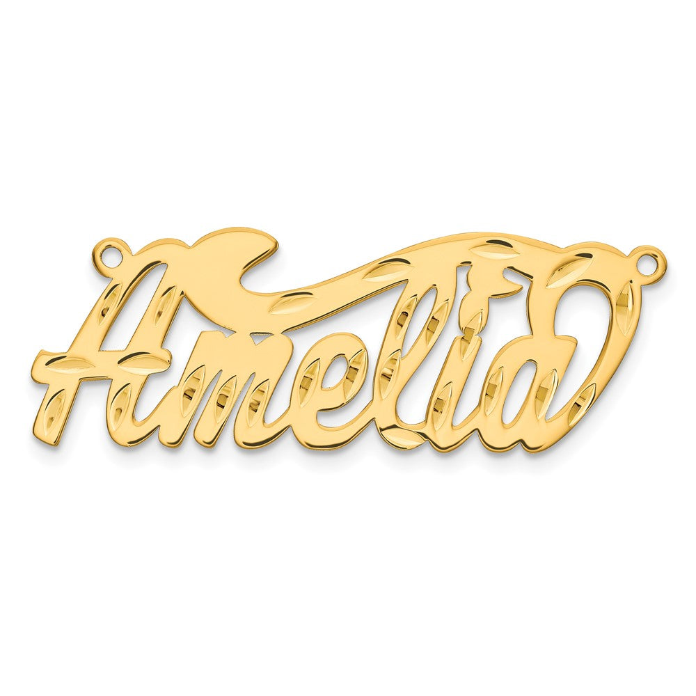 14k Yellow Gold Diamond-cut name Plate