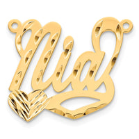 14k Yellow Gold Diamond-cut Heart Name Plate