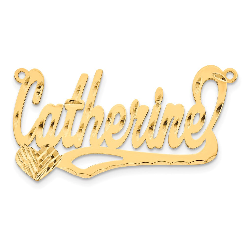 Sterling Silver/Gold-plated Diamond-Cut Heart Name Plate