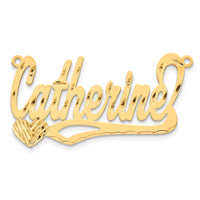 Sterling Silver/Gold-plated Diamond-Cut Heart Name Plate
