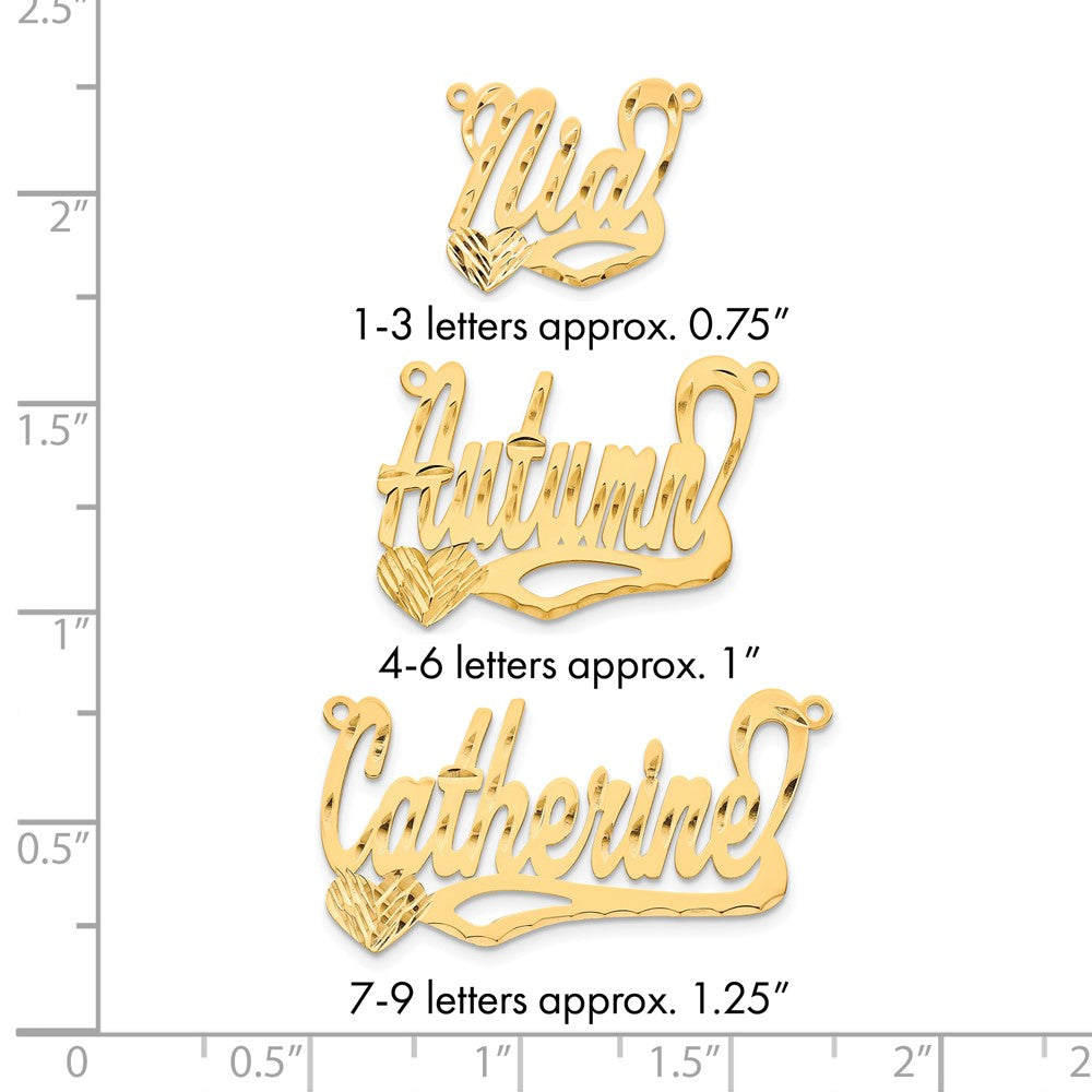 Sterling Silver/Gold-plated Diamond-Cut Heart Name Plate