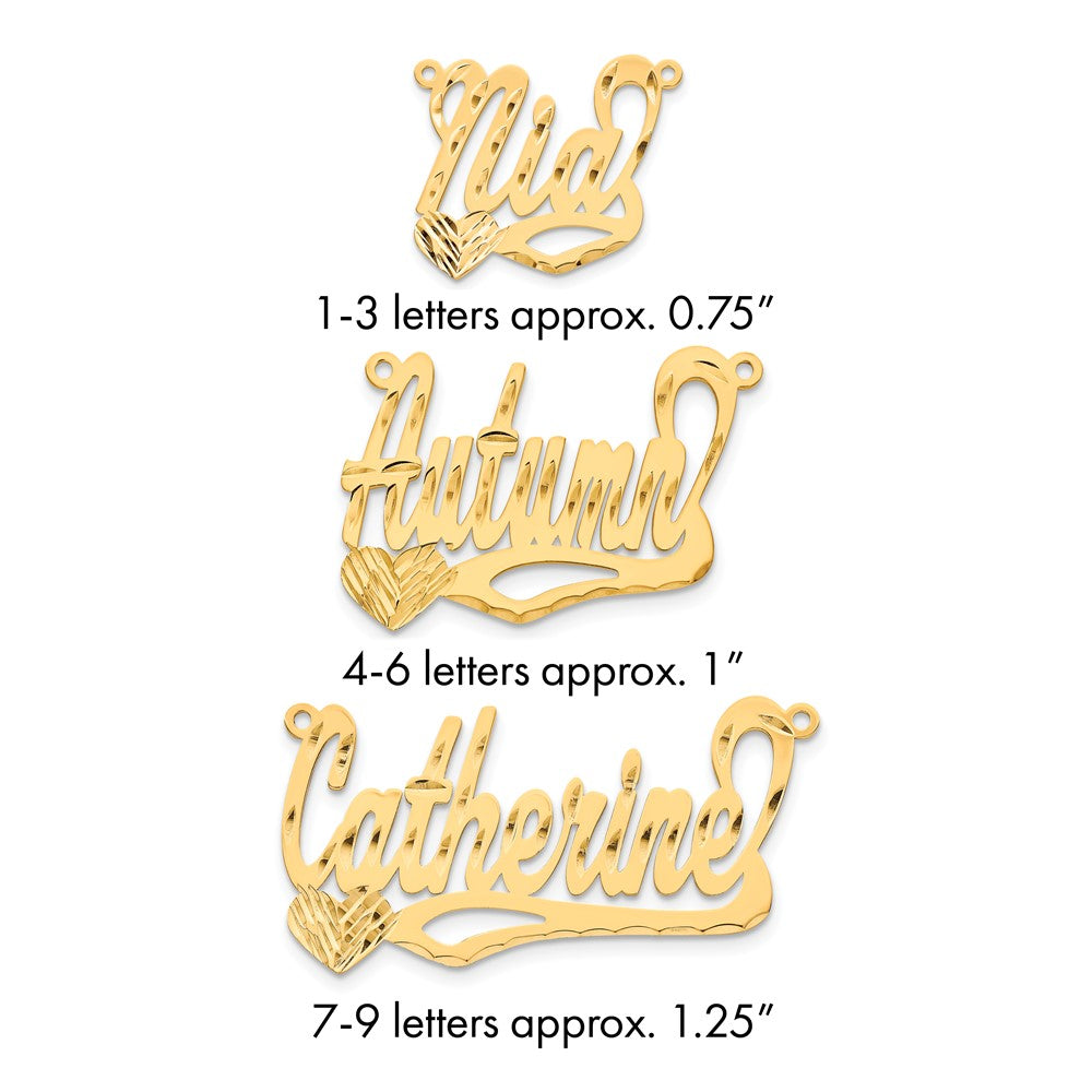14k Yellow Gold Diamond-cut Heart Name Plate