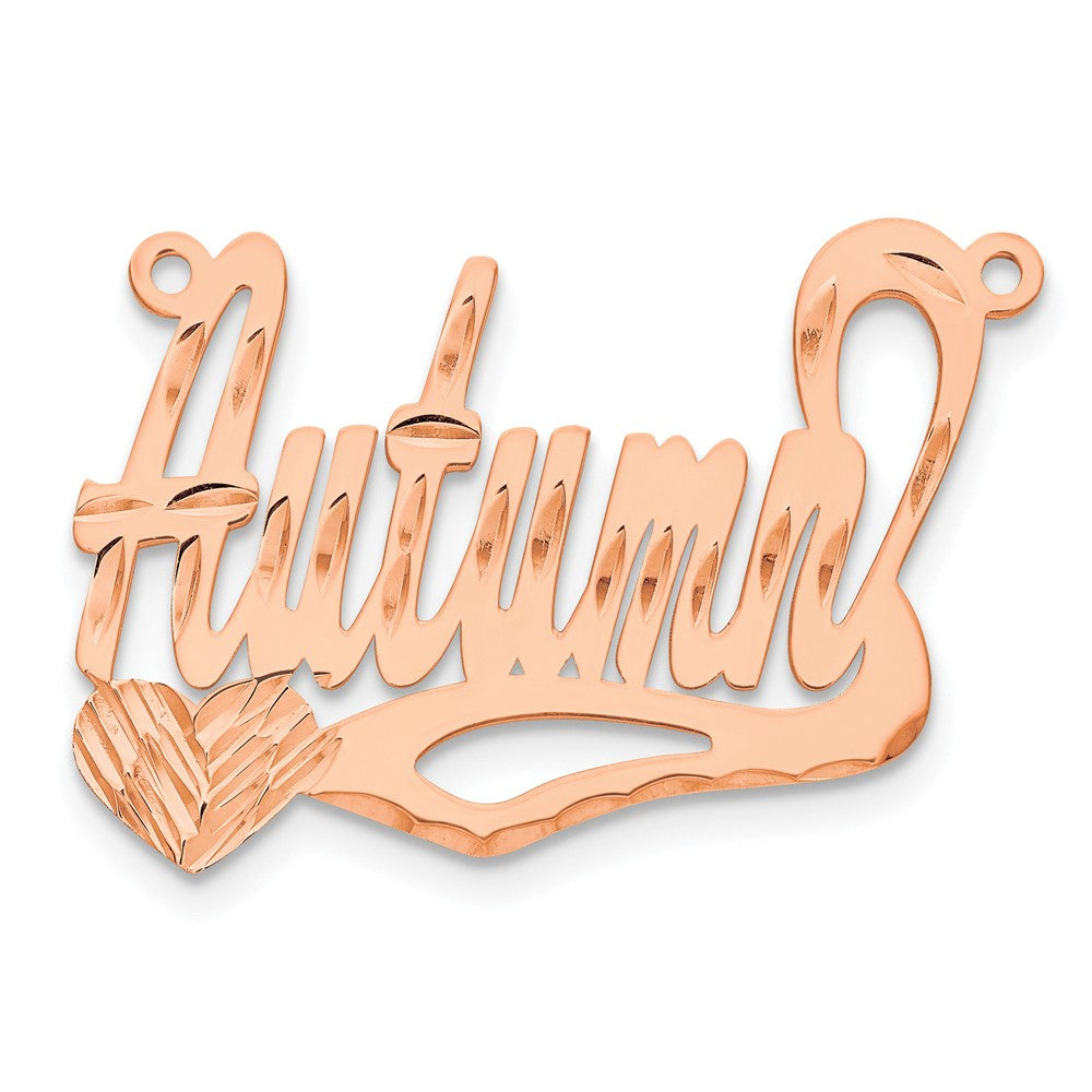 14k Rose Gold Diamond-cut Heart Name Plate