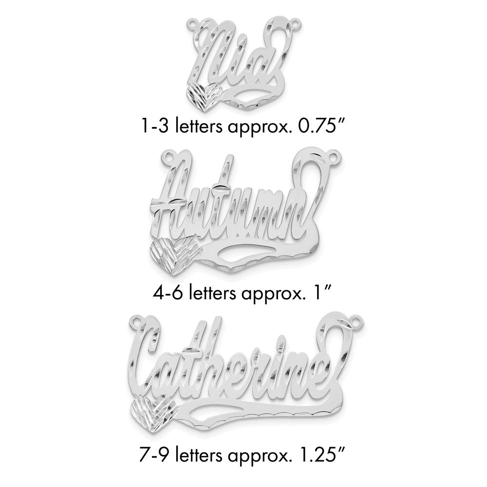 14k White Gold Diamond-cut Heart Name Plate