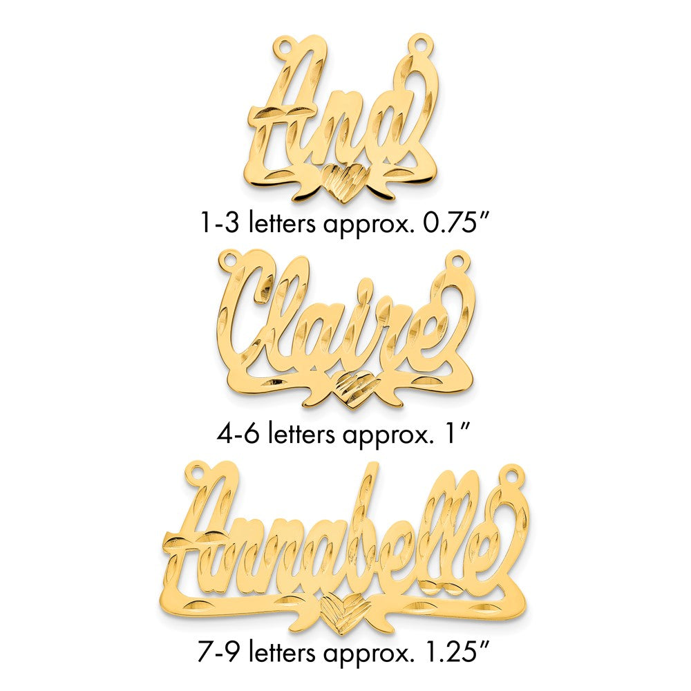Sterling Silver/Gold-plated Diamond-cut Heart Name Plate