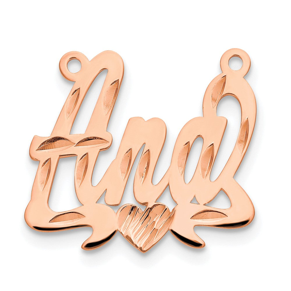 Sterling Silver/Rose-plated Diamond-cut Heart Name Plate
