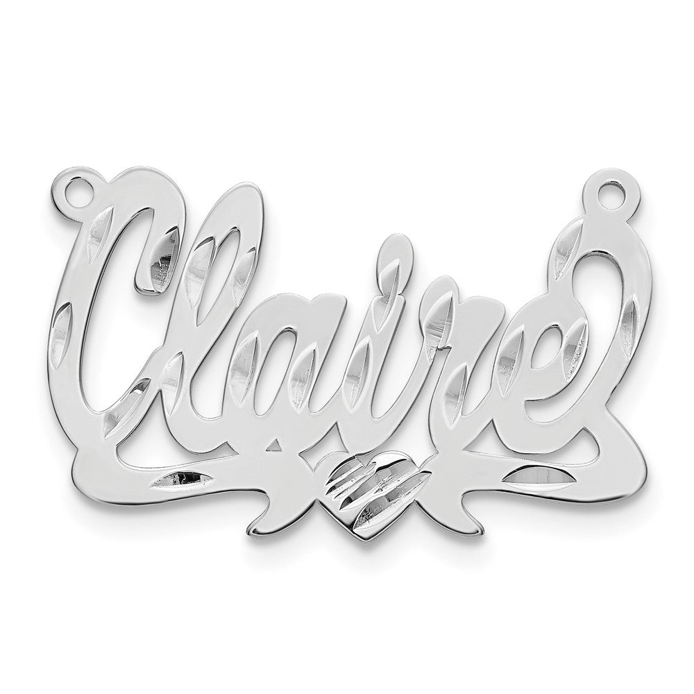 Sterling Silver/Rhodium-plated Diamond-cut Heart Name Plate