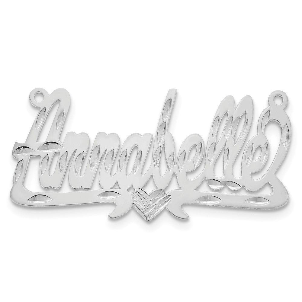 Sterling Silver/Rhodium-plated Diamond-cut Heart Name Plate