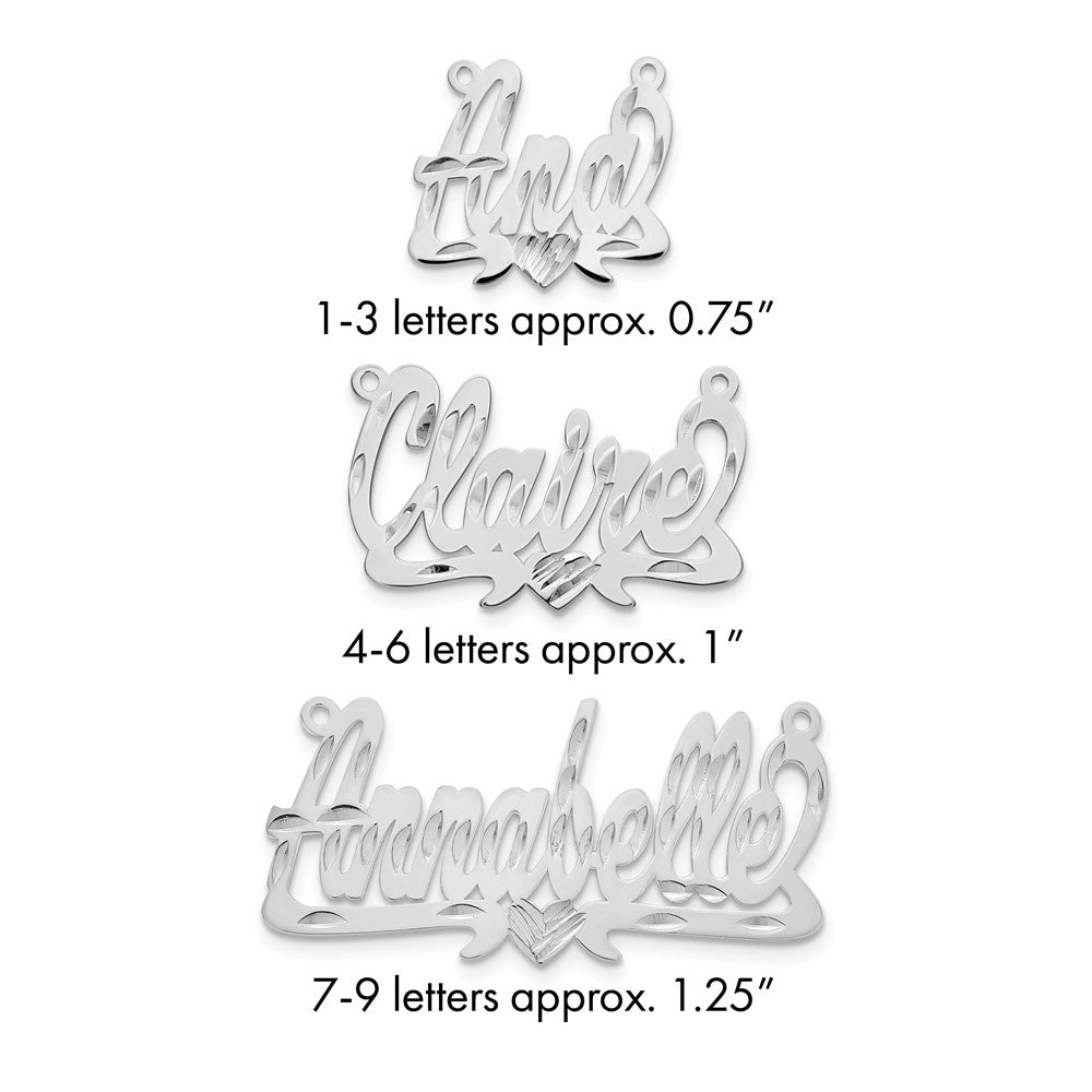 Sterling Silver/Rhodium-plated Diamond-cut Heart Name Plate