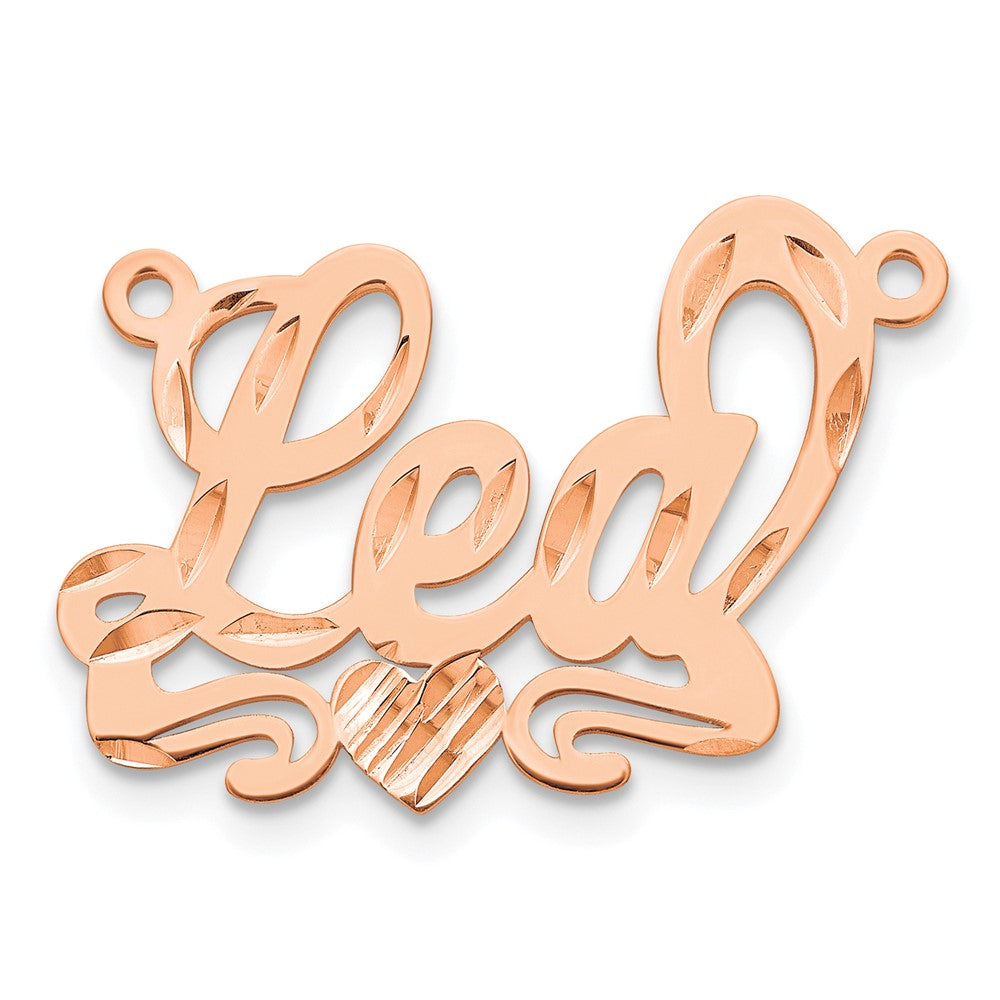 Sterling Silver/Rose-plated Diamond-cut Heart Name Plate