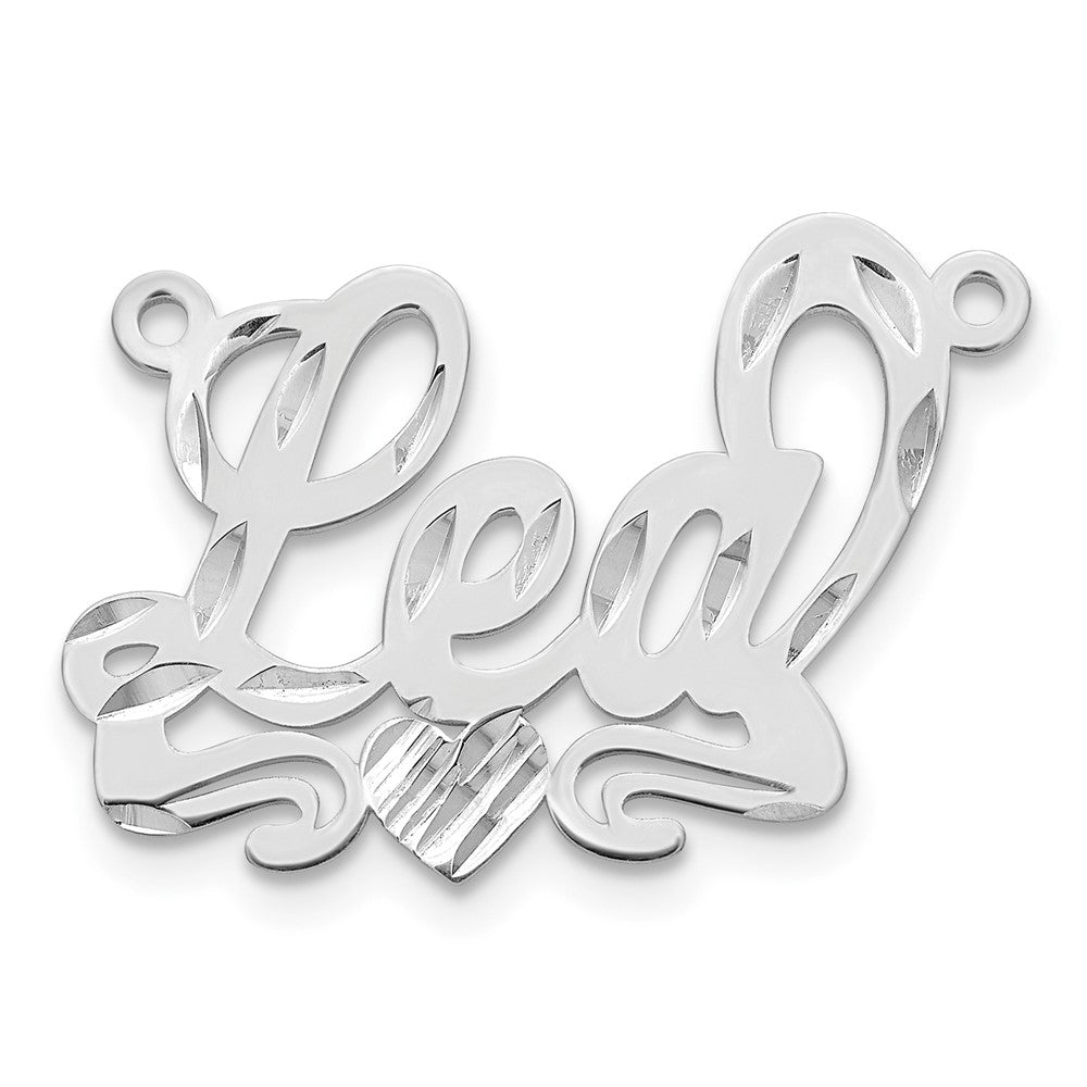14k White Gold Diamond-cut Heart Name Plate