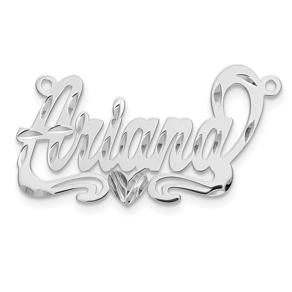 Sterling Silver/Gold-plated Diamond-cut Heart Name Plate