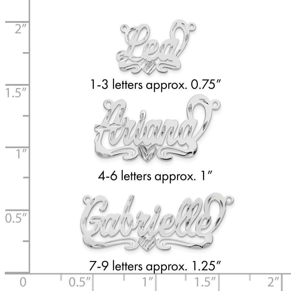 10k White Gold Diamond-cut Heart Name Plate