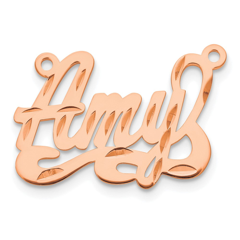 Sterling Silver/Rose-plated Diamond-cut Name Plate