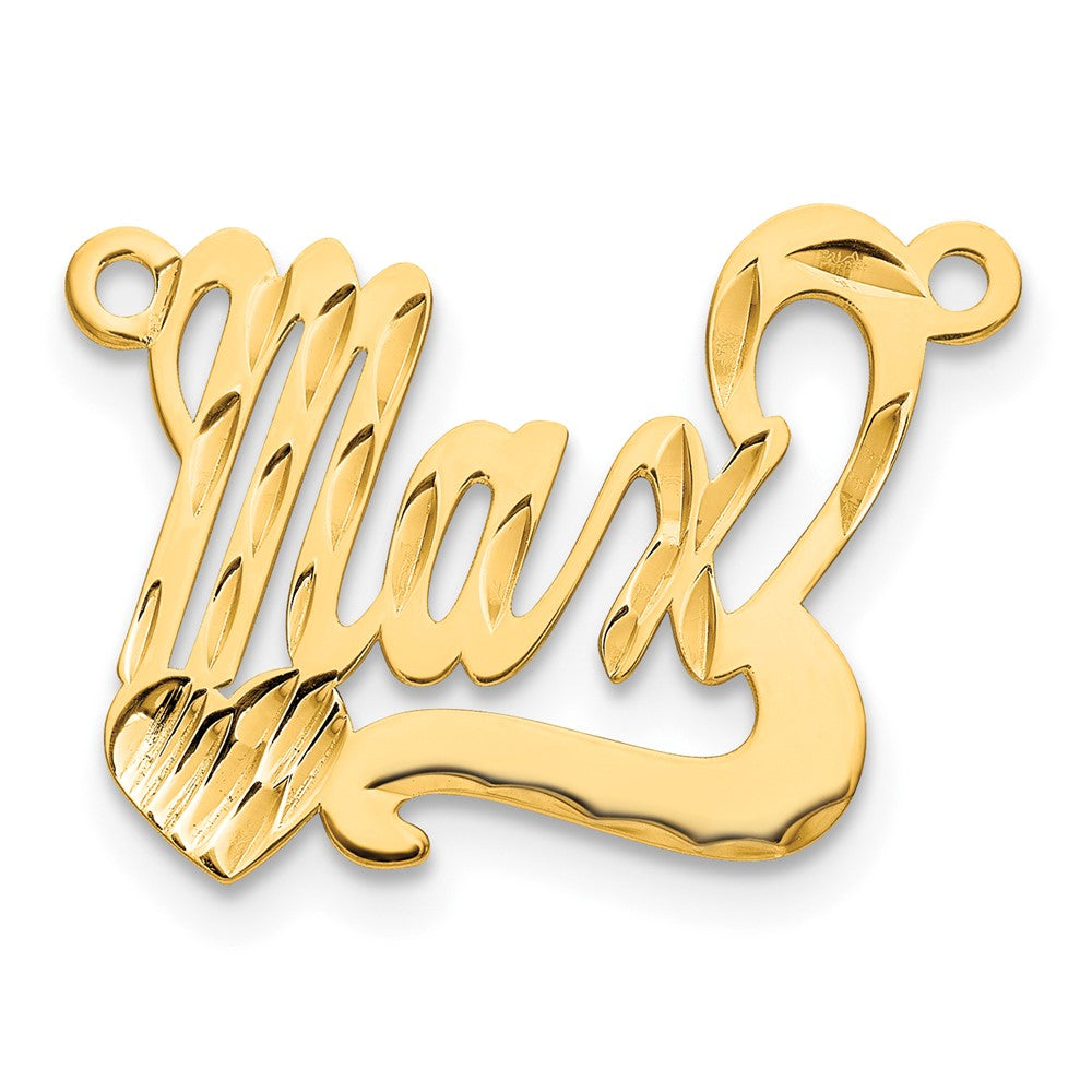 Sterling Silver/Gold-plated Diamond-Cut Heart Name Plate