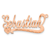 Sterling Silver/Rose-plated Diamond-cut Heart Name Plate