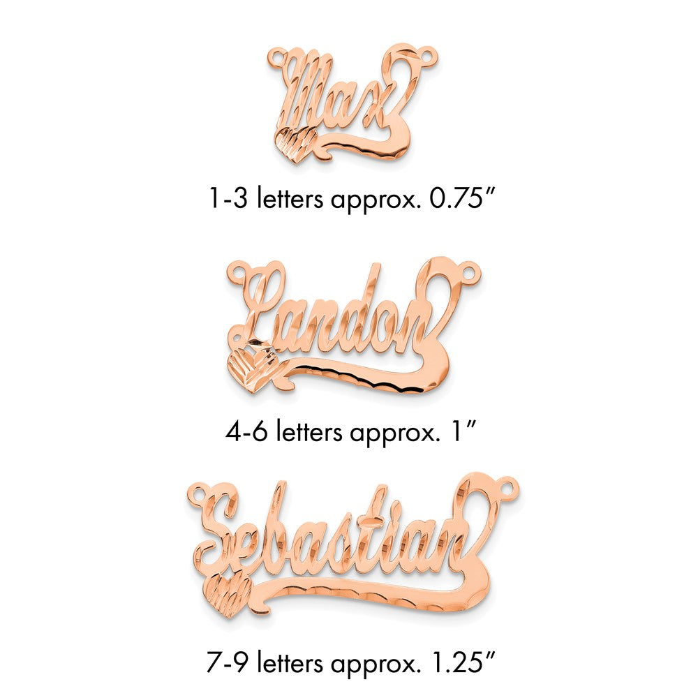 14k Rose Gold Diamond-cut Heart Name Plate