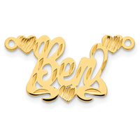 Sterling Silver/Gold-plated Diamond-cut Hearts Name Plate
