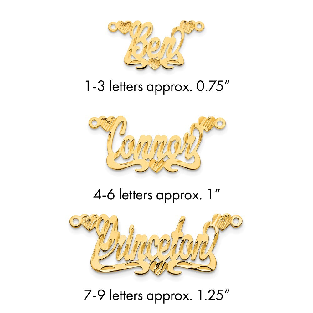 Sterling Silver/Gold-plated Diamond-cut Hearts Name Plate