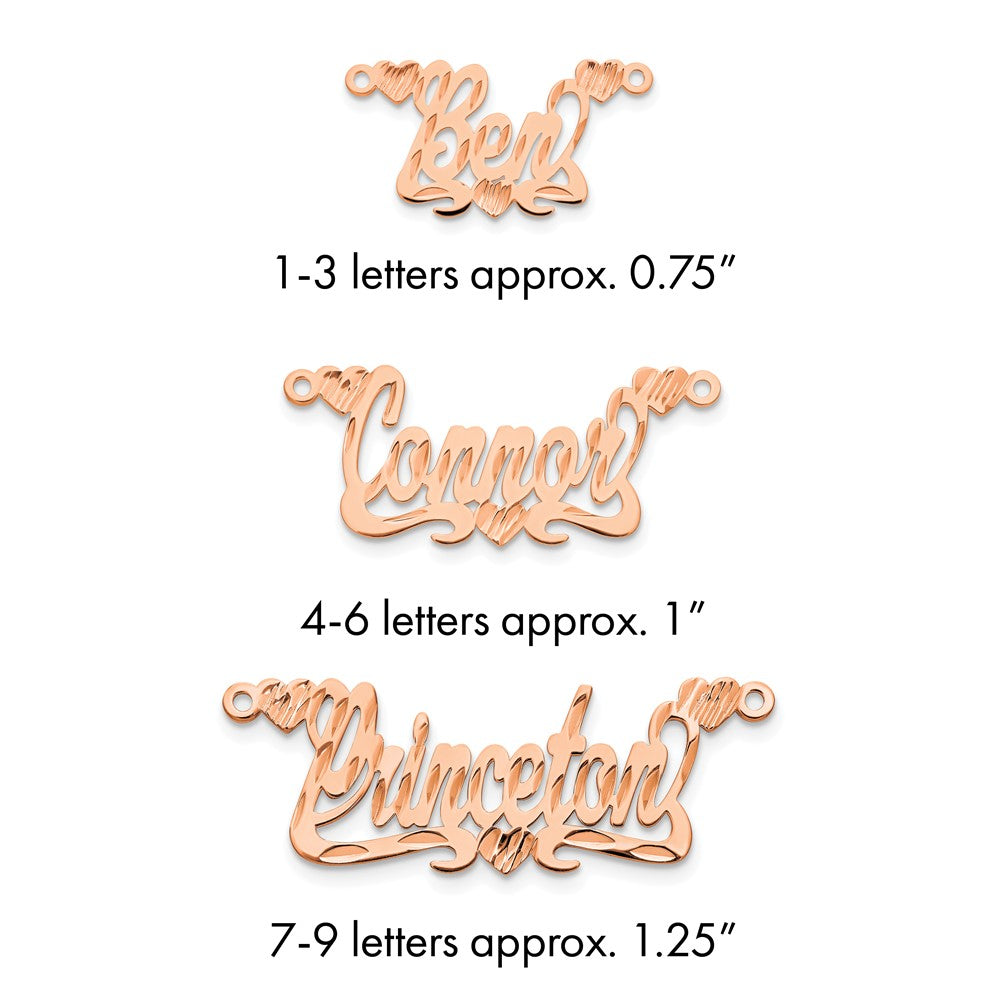 Sterling Silver/Rose-plated Diamond-cut Hearts Name Plate
