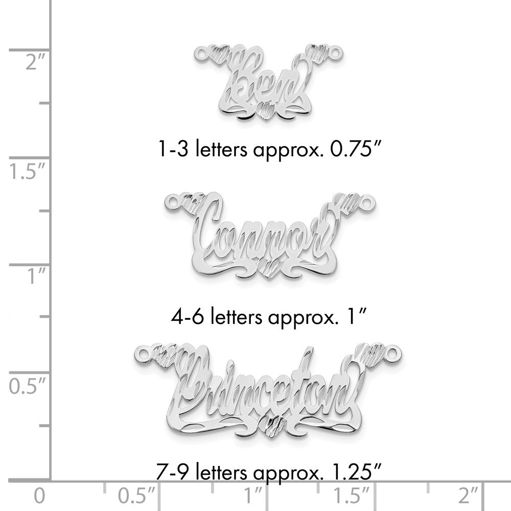 10K White Gold Diamond-cut Hearts Name Plate
