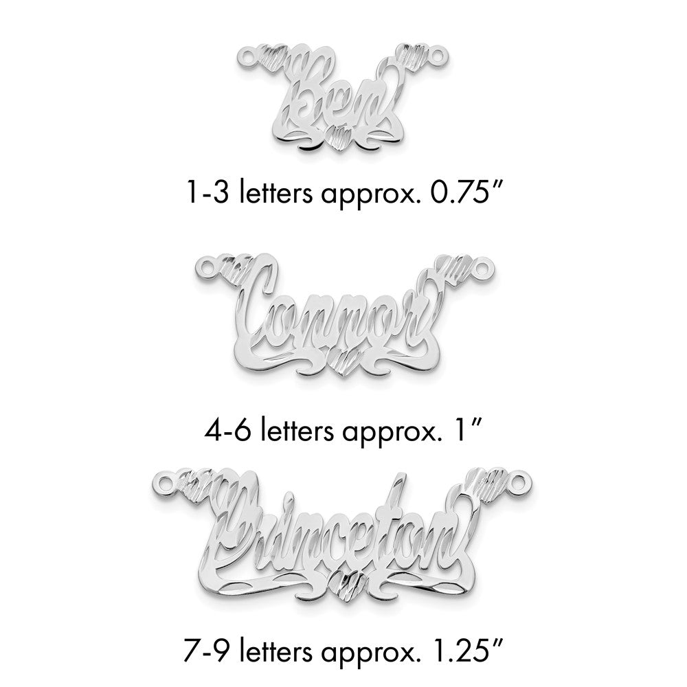 Sterling Silver/Rhodium-plated Diamond-cut Hearts Name Plate