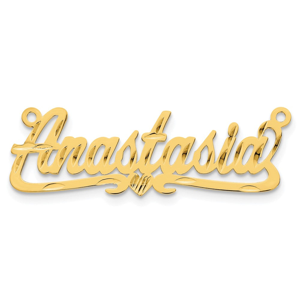 Sterling Silver/Gold-plated Diamond-cut Heart Name Plate
