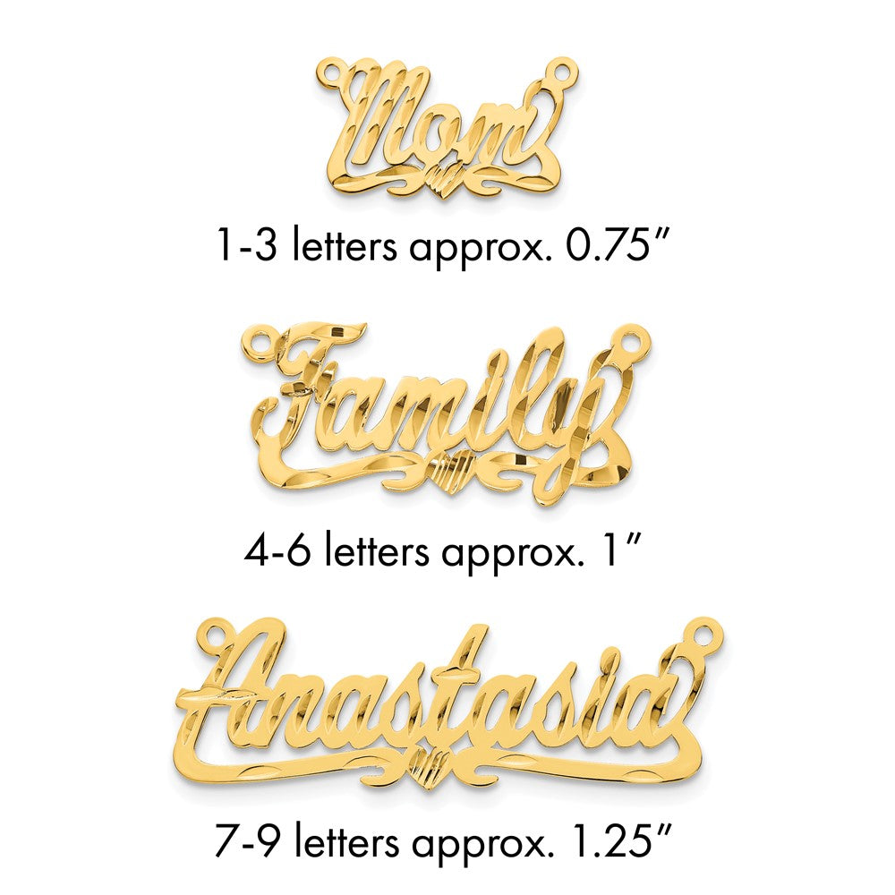 Sterling Silver/Gold-plated Diamond-cut Heart Name Plate