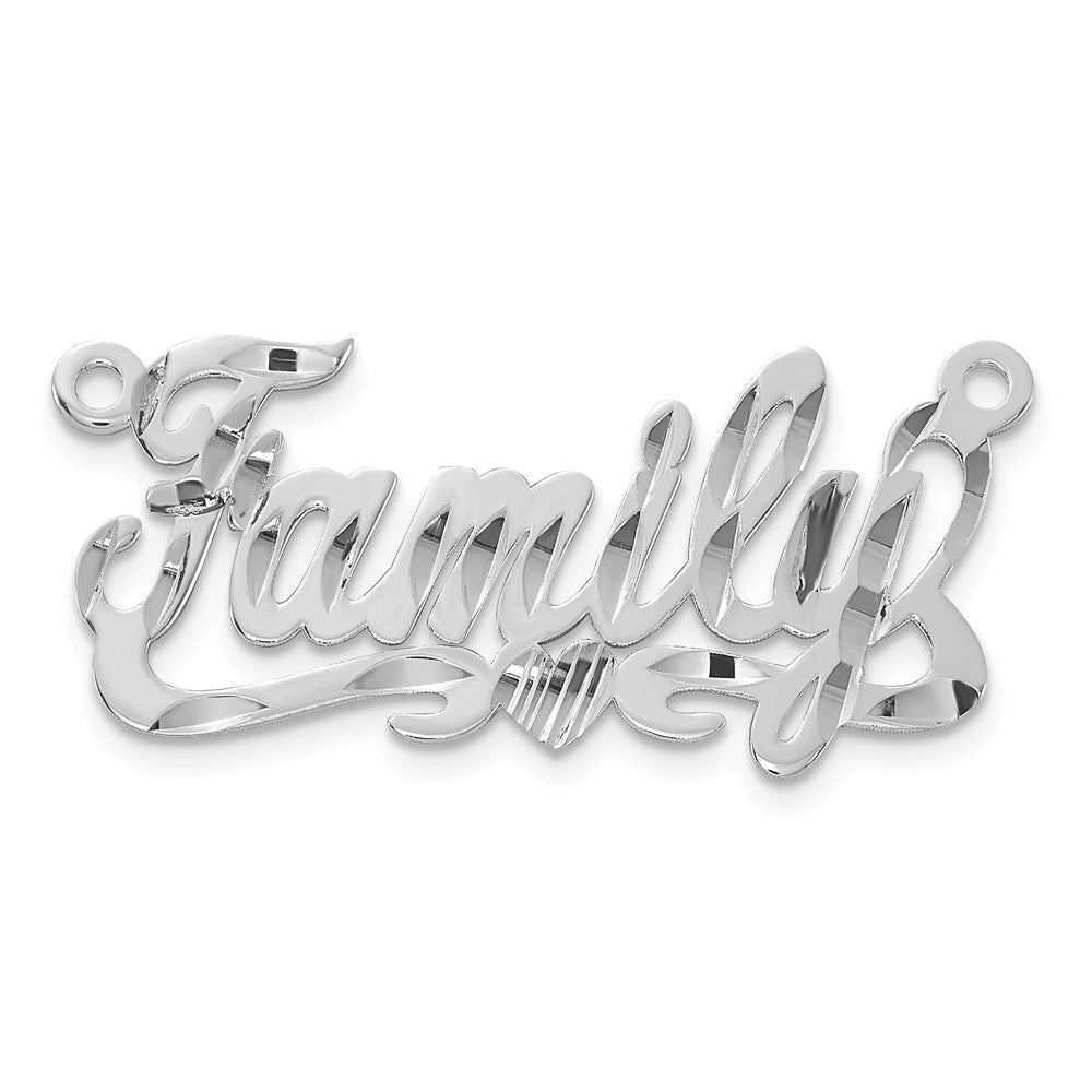 Sterling Silver/Rhodium-plated Diamond-cut Heart Name Plate