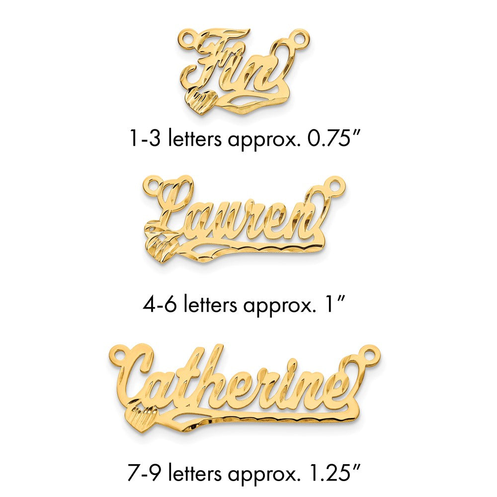 Sterling Silver/Gold-plated Diamond-Cut Heart Name Plate