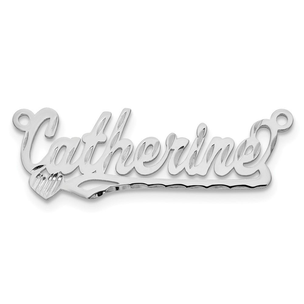 Sterling Silver/Rhodium-plated Diamond-cut Heart Name Plate