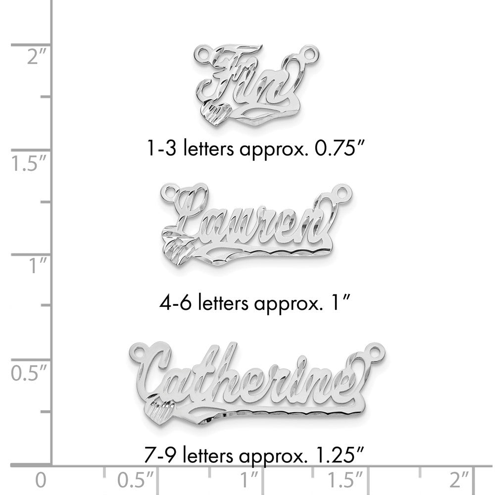10k White Gold Diamond-cut Heart Name Plate