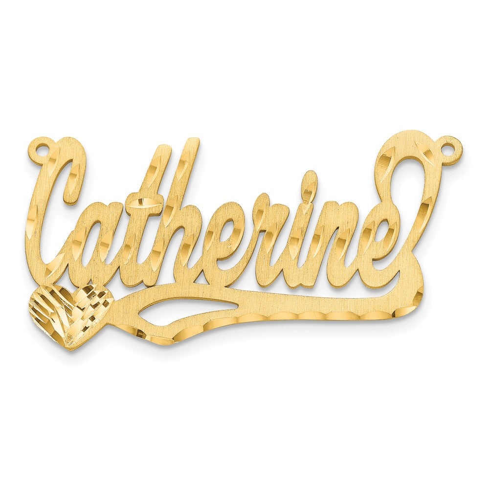 Sterling Silver/Gold-plated Satin Diamond-cut Heart Name Plate