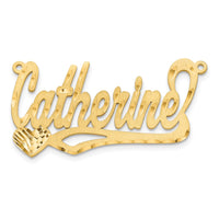 Sterling Silver/Gold-plated Satin Diamond-cut Heart Name Plate