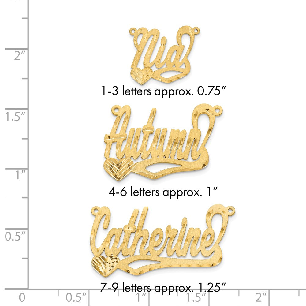 Sterling Silver/Gold-plated Satin Diamond-cut Heart Name Plate