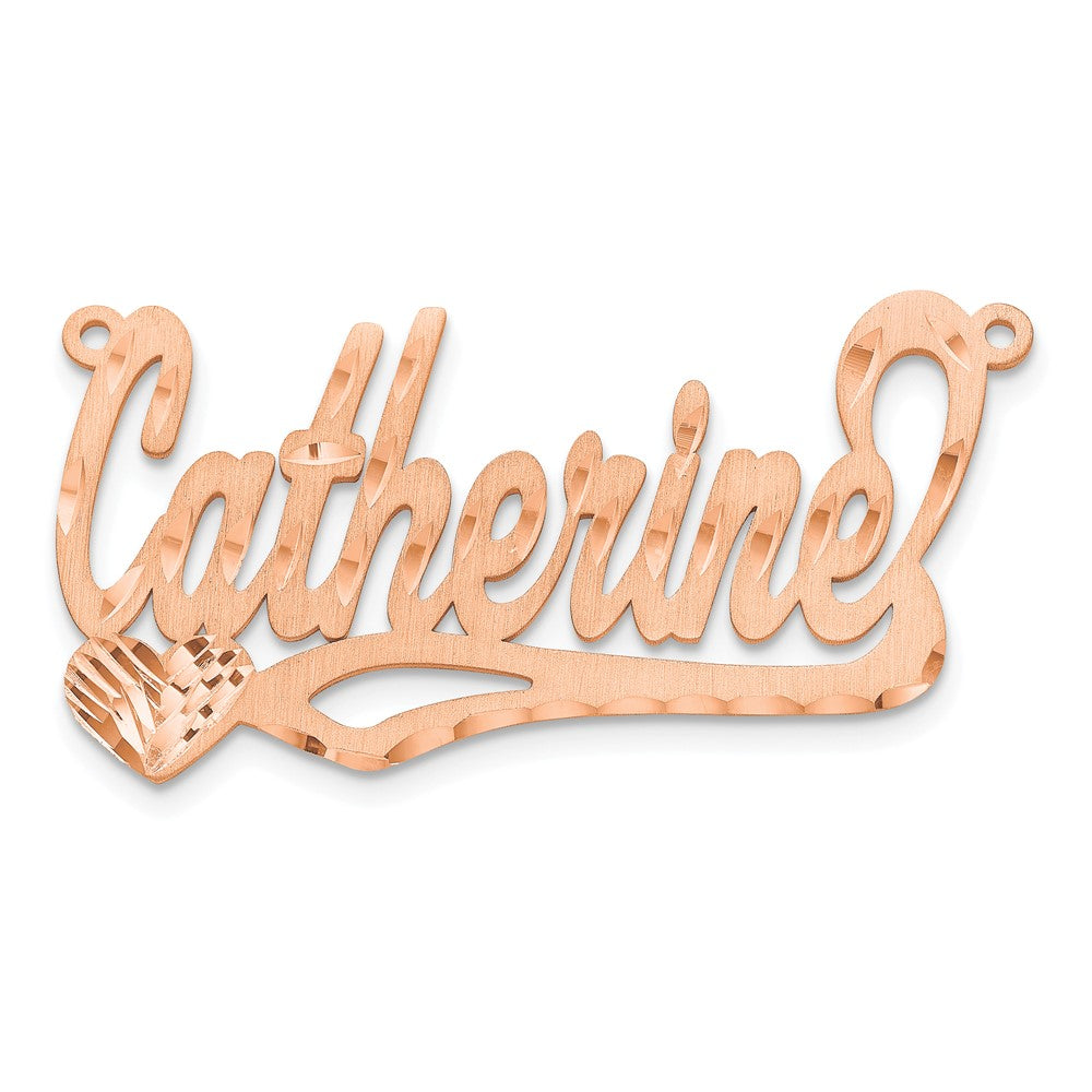 Sterling Silver/Rose-plated Satin Diamond-cut Heart Name Plate