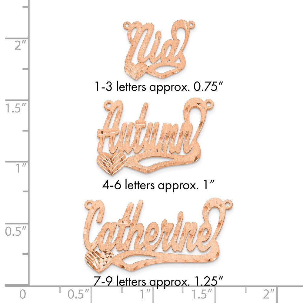 14k Rose Gold Satin Diamond-cut Heart Name Plate