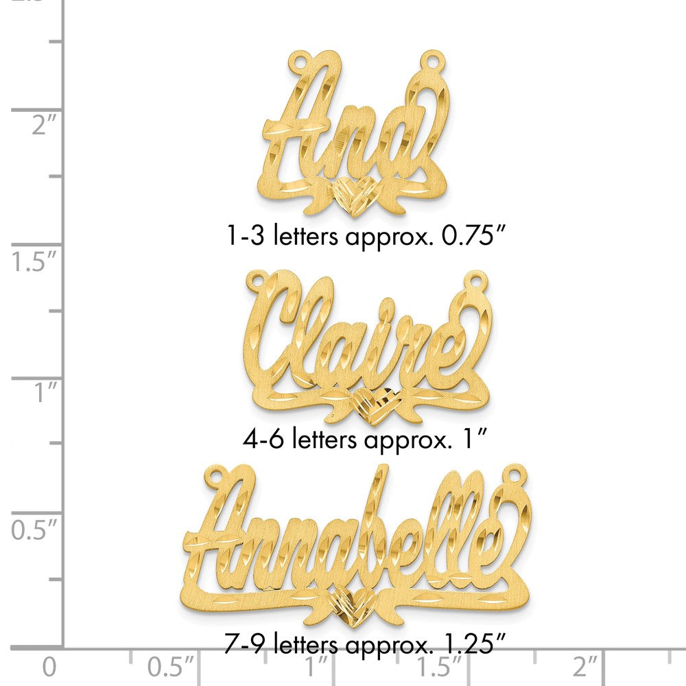 14k Yellow Gold Satin Diamond-cut Heart Name Plate