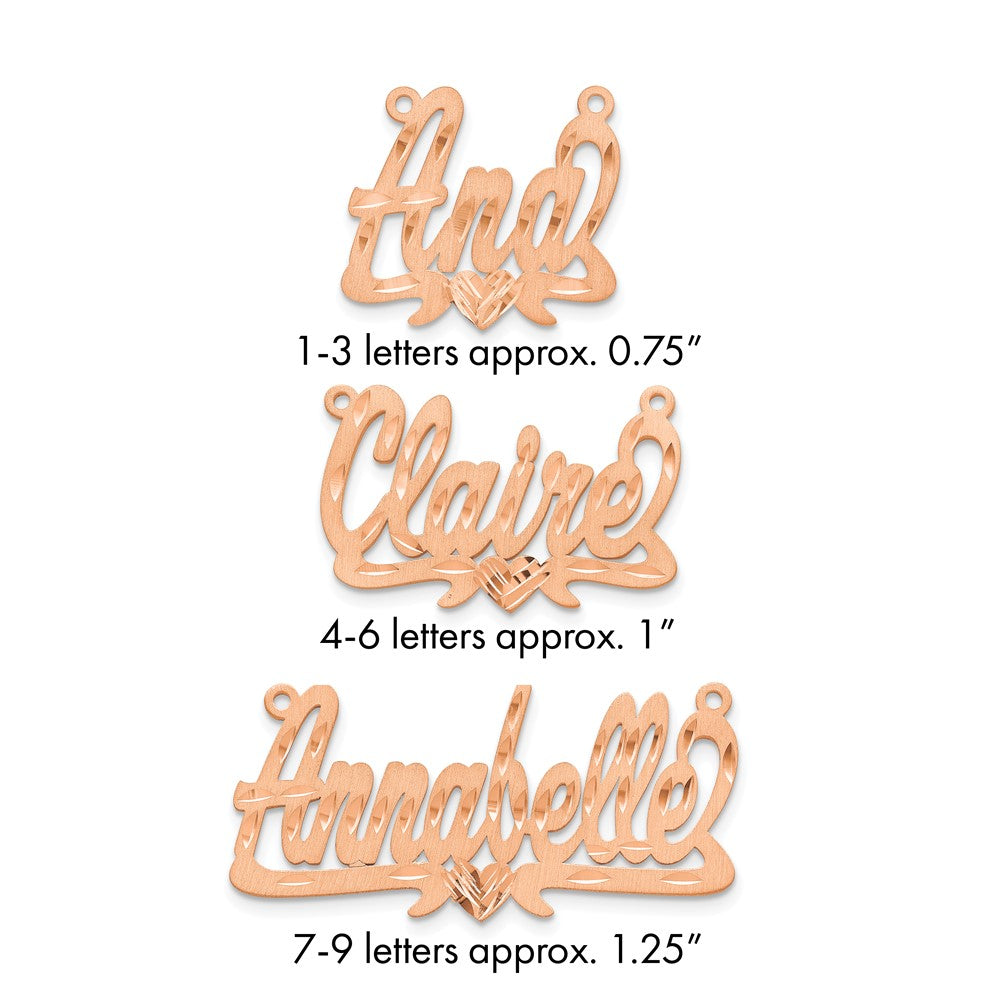 14k Rose Gold Satin Diamond-cut Heart Name Plate