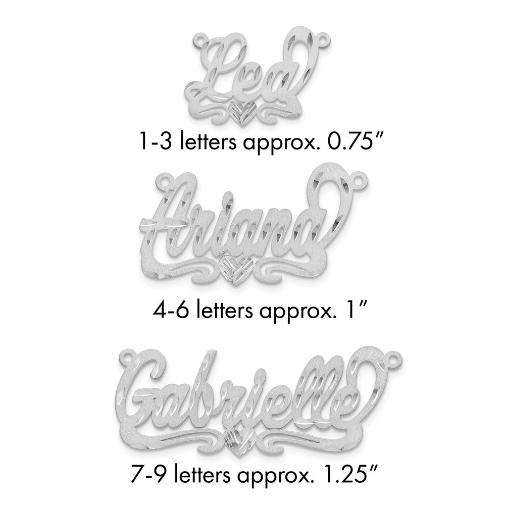 10k White Gold Satin Diamond-cut Heart Name Plate