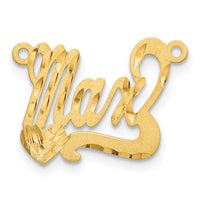 14k Yellow Gold Satin Diamond-cut Heart Name Plate