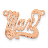 14k Rose Gold Satin Diamond-cut Heart Name Plate