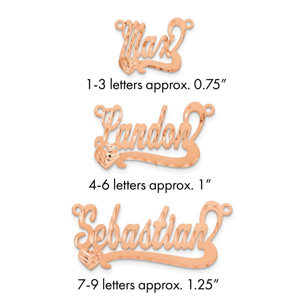 14k Rose Gold Satin Diamond-cut Heart Name Plate