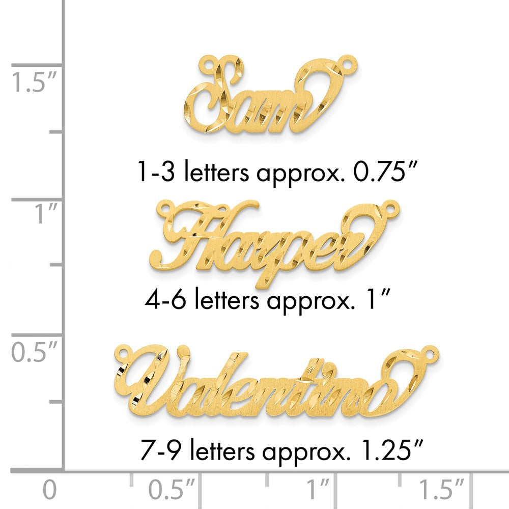 14k Yellow Gold Satin Diamond-cut Name Plate