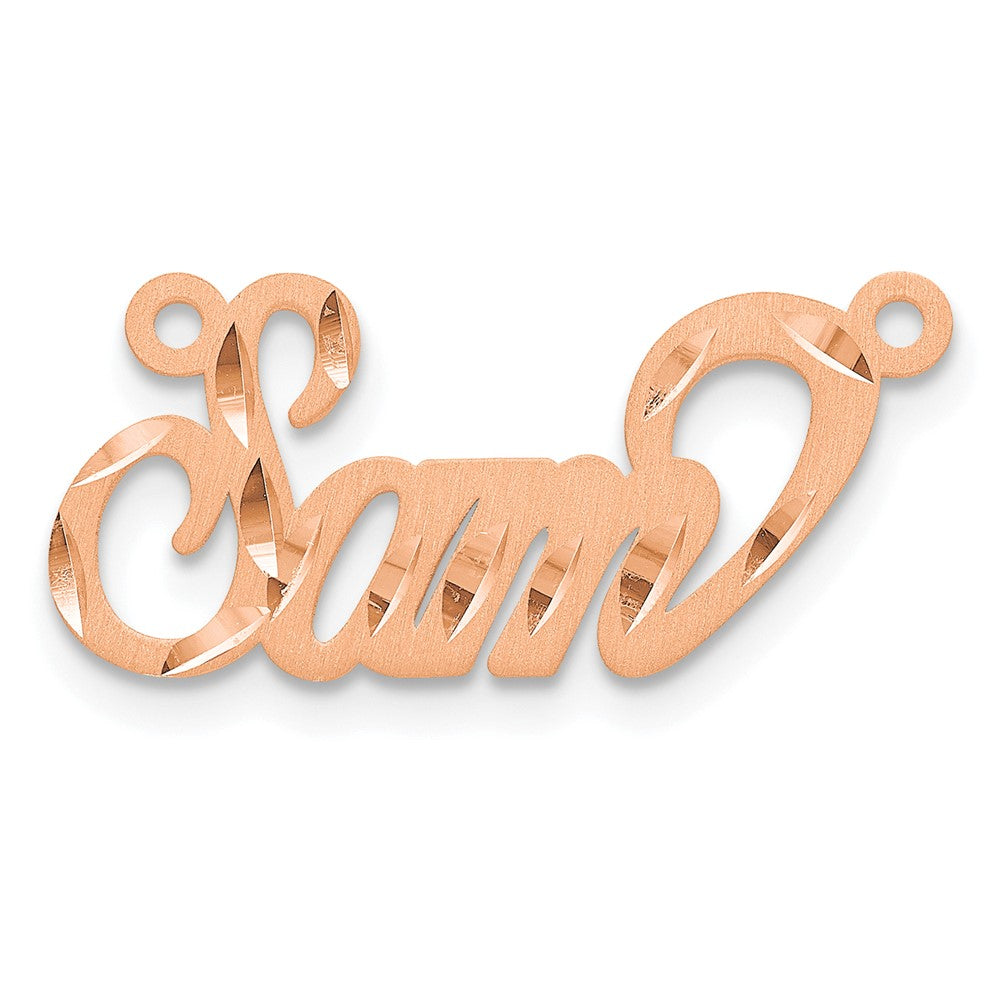 14k Rose Gold Satin Diamond-cut Name Plate