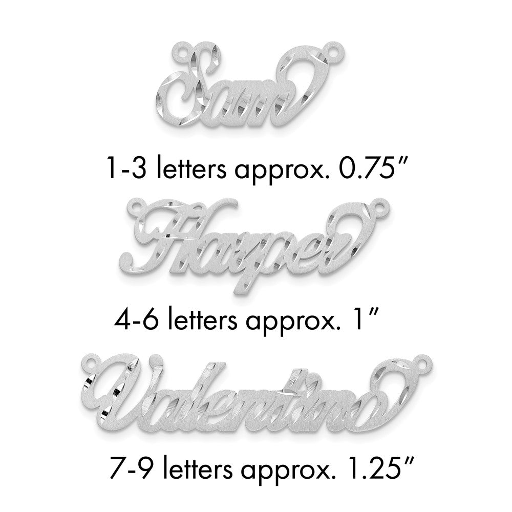 14k White Gold Satin Diamond-cut Name Plate
