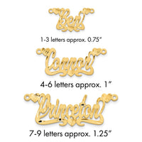 14k Yellow Gold Satin Diamond-cut Hearts Name Plate
